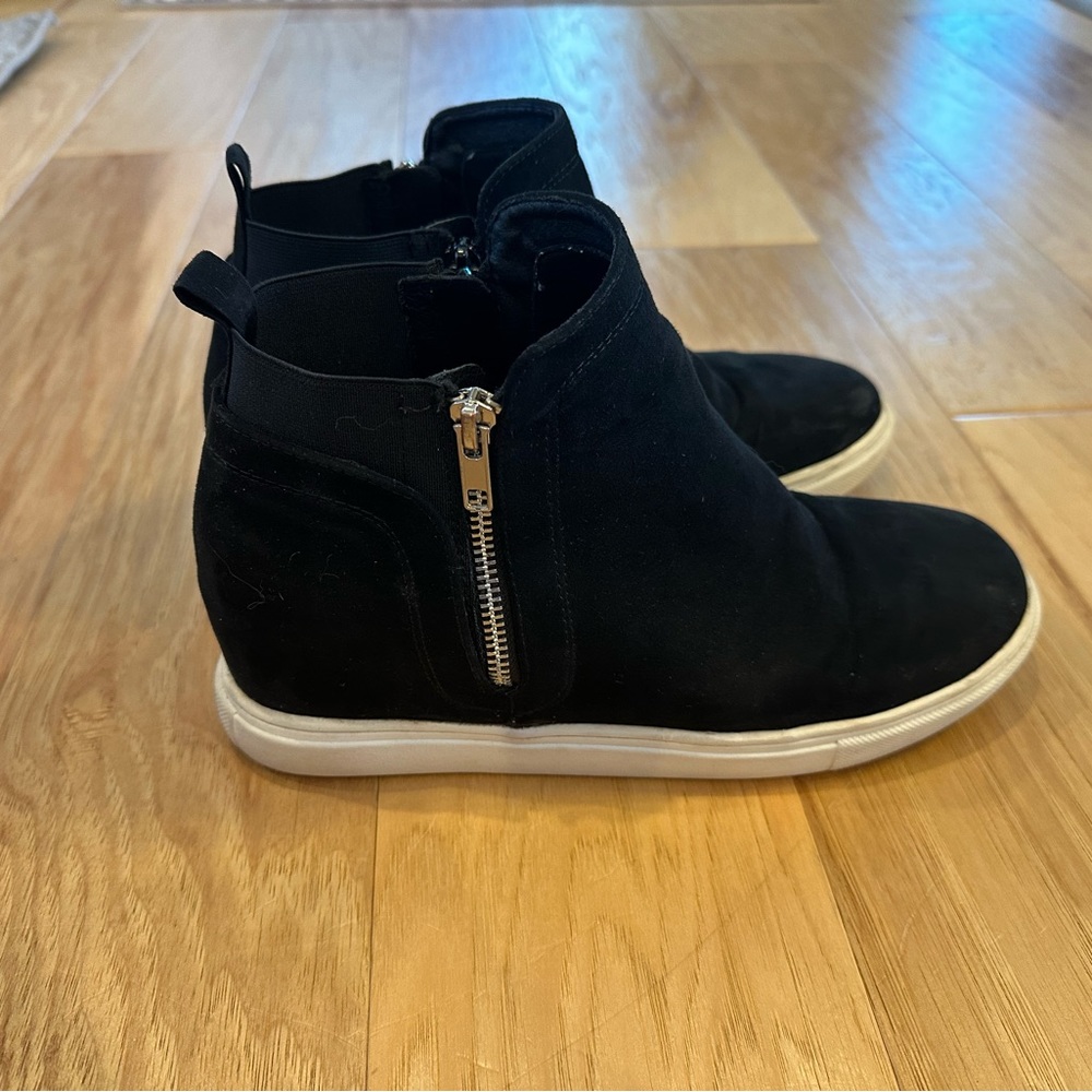 Black suede wedge boots with zippers; women’s size 9; gently used. - Picture 5 of 5